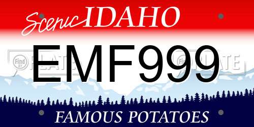 EMF999 Idaho License Plate