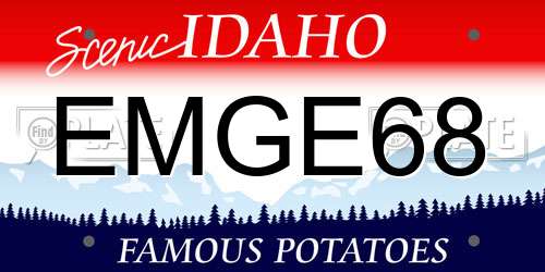 EMGE68 Idaho License Plate