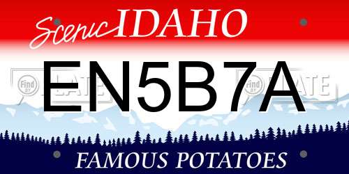 EN5B7A Idaho License Plate
