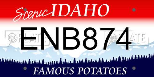 ENB874 Idaho License Plate