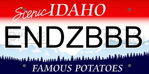 ENDZBBB Idaho License Plate