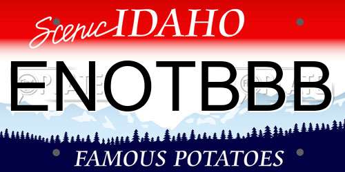 ENOTBBB Idaho License Plate