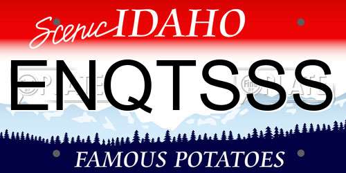 ENQTSSS Idaho License Plate