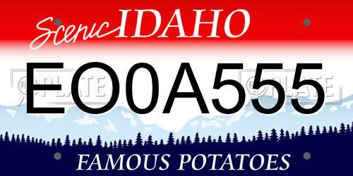 EO0A555 Idaho License Plate