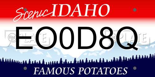 EO0D8Q Idaho License Plate