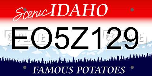 EO5Z129 Idaho License Plate