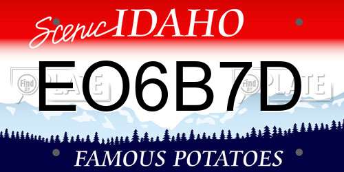 EO6B7D Idaho License Plate