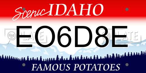 EO6D8E Idaho License Plate