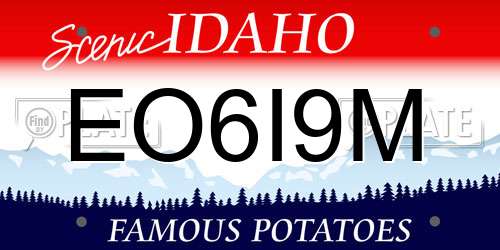 EO6I9M Idaho License Plate