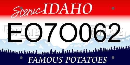 EO7O062 Idaho License Plate