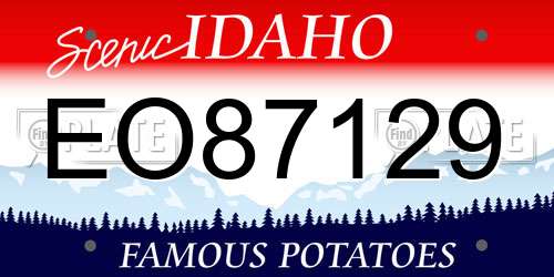 EO87129 Idaho License Plate
