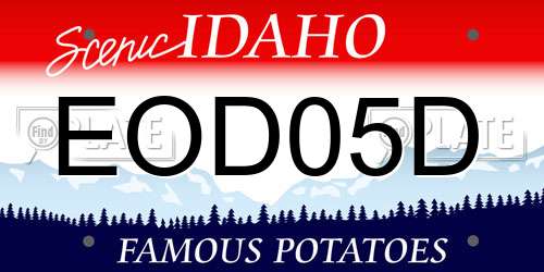 EOD05D Idaho License Plate