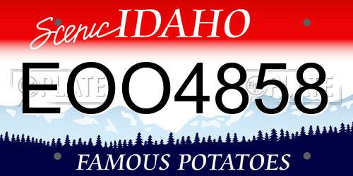 EOO4858 Idaho License Plate