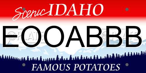 EOOABBB Idaho License Plate