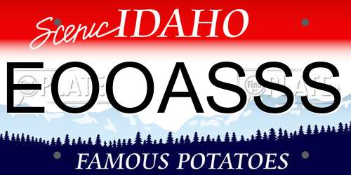 EOOASSS Idaho License Plate