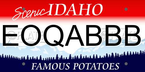 EOQABBB Idaho License Plate