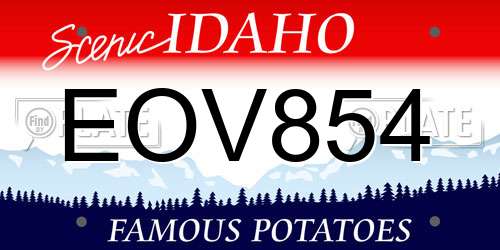 EOV854 Idaho License Plate