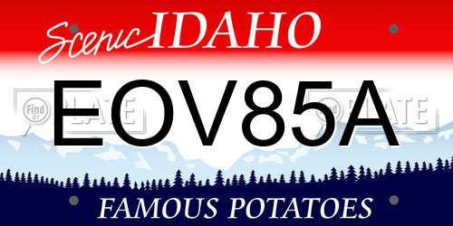 EOV85A Idaho License Plate