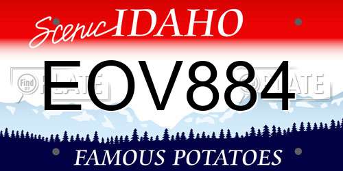 EOV884 Idaho License Plate