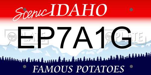 EP7A1G Idaho License Plate