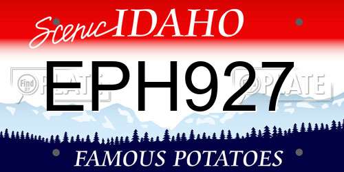 EPH927 Idaho License Plate