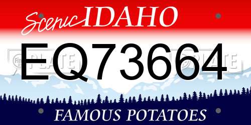 EQ73664 Idaho License Plate