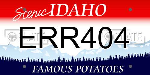 ERR404 Idaho License Plate