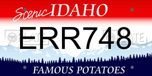 ERR748 Idaho License Plate