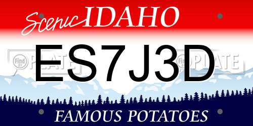 ES7J3D Idaho License Plate