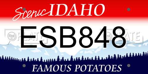 ESB848 Idaho License Plate