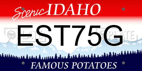 EST75G Idaho License Plate