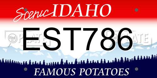 EST786 Idaho License Plate