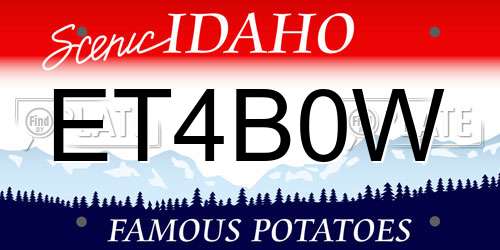 ET4B0W Idaho License Plate