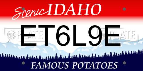 ET6L9E Idaho License Plate