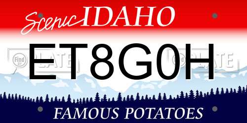 ET8G0H Idaho License Plate
