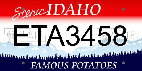 ETA3458 Idaho License Plate