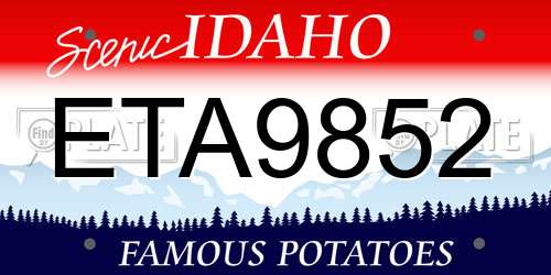 ETA9852 Idaho License Plate