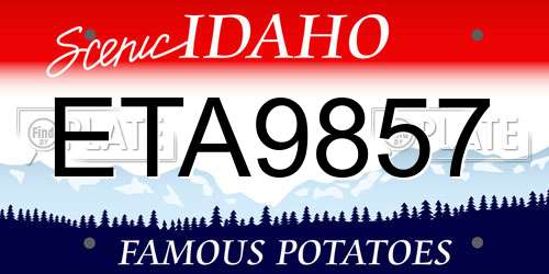 ETA9857 Idaho License Plate