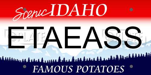 ETAEASS Idaho License Plate