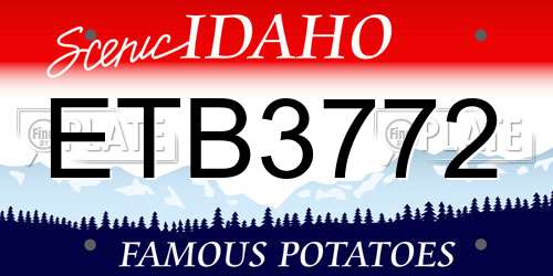 ETB3772 Idaho License Plate
