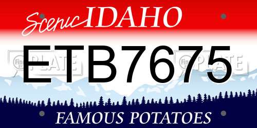 ETB7675 Idaho License Plate