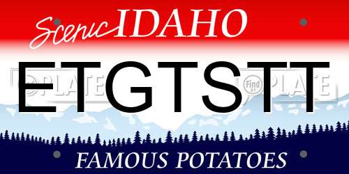 ETGTSTT Idaho License Plate