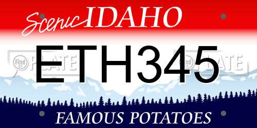 ETH345 Idaho License Plate