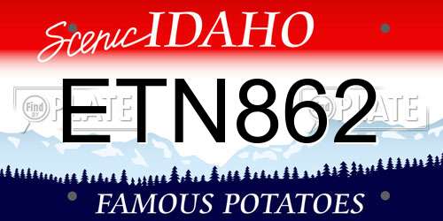ETN862 Idaho License Plate