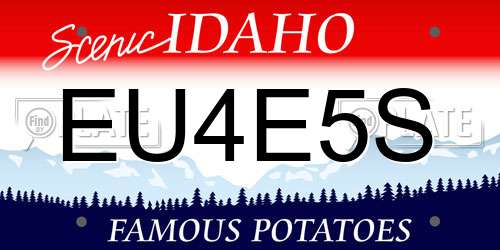 EU4E5S Idaho License Plate