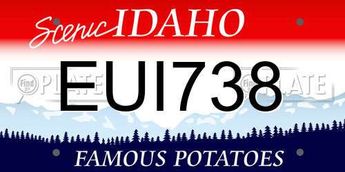 EUI738 Idaho License Plate