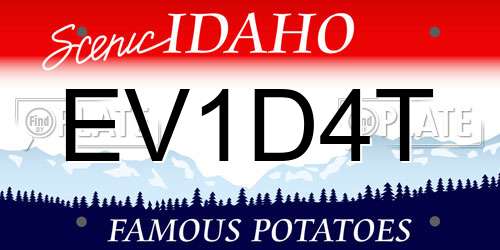 EV1D4T Idaho License Plate