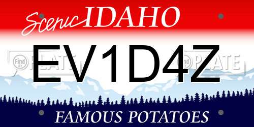 EV1D4Z Idaho License Plate