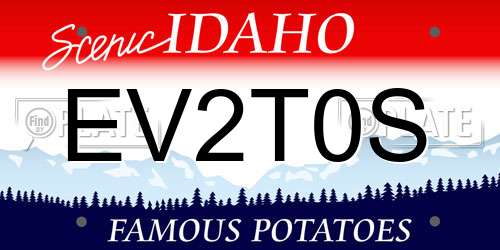 EV2T0S Idaho License Plate