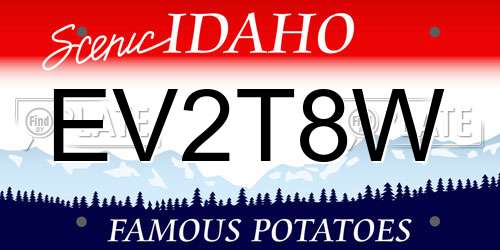EV2T8W Idaho License Plate